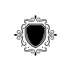 Obraz premium Black Shield Icon with Ornate Frame.