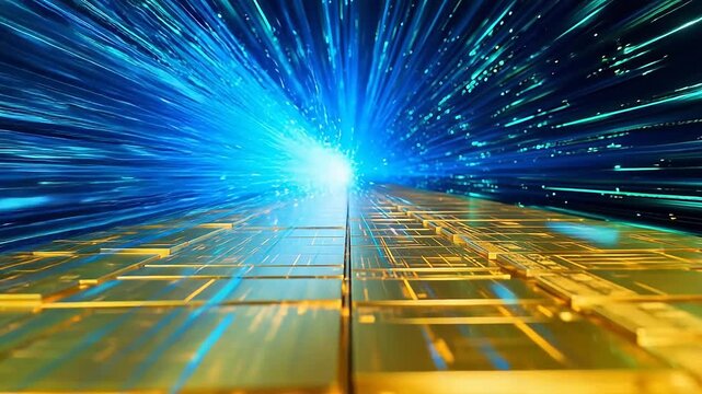 Abstract digital data flow on circuit board perfect for social media campaigns and vlogs
