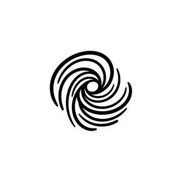 Black swirl shape design element symbol.