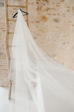 Elegant veil hanging in Italy