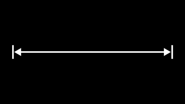 Measuring distance length line animation with alpha channel. Double side arrow icon animation. left and right side arrow measurement motion graphics.4k