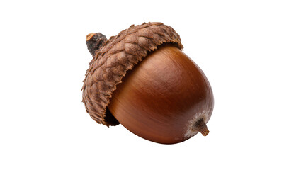 Brown acorn with textured cap, isolated on transparent background © Maria