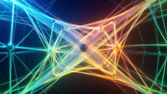 Colorful network of interconnected nodes for high-end commercial advertising