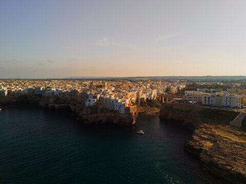 Aerial view of Polignano a Mare in Italy 