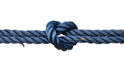 Thick blue rope tied in a knot, isolated on transparent background © Maria