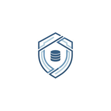 Data Security Shield Financial Storage Protection Logo, isolated white background