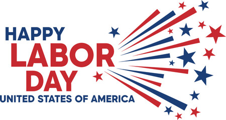 Obraz premium Happy Labor Day United States of America vector, patriotic holiday banner with stars