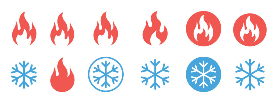 Fire Snowflake Temperature Icon Hot Cold Settings Climate Control Thermometer Vector Illustration Design Isolated Background