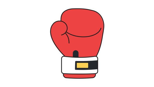 Red Boxing Glove Vector Icon Illustration with Editable Stroke. Modern flat design of a padded leather boxing mitt for sports, fitness, and combat training isolated on a white background.