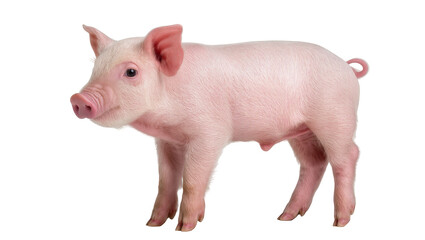 Young pink piglet standing, isolated on transparent background © Maria
