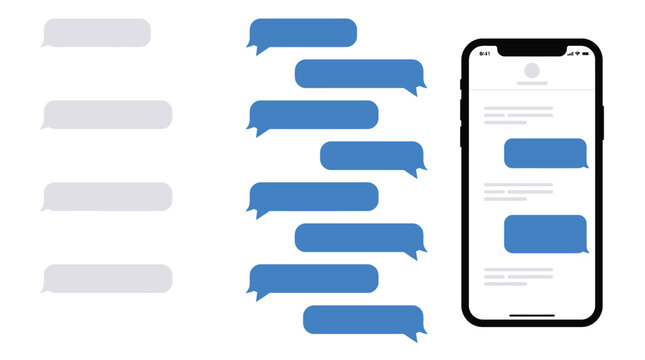 Smart Phone chatting sms template bubbles. Place your own text to the message clouds. Compose dialogues using samples bubbles.