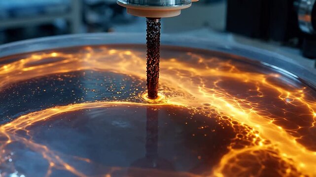 Industrial machine processing liquid symbolizing growth and future success