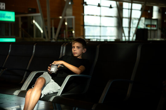 Kid resting at the airport