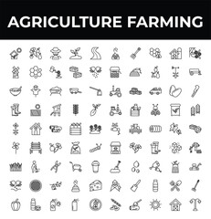 outline agriculture farming icons set - flour mill, vane, capsicum. editable vector for web and mobile ui © IconArt