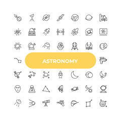 outline astronomy icons set - big sun shining, astronomy, galaxy. editable vector for web and mobile ui © IconArt