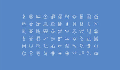 outline artificial intelligence icons set - mind transfer, survey, recognition. editable vector for web and mobile ui © IconArt