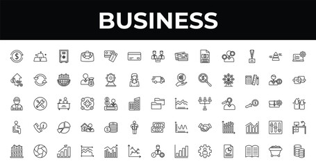 Fototapeta premium outline business icons set - bank card, points connected chart, dual chart. editable vector for web and mobile ui