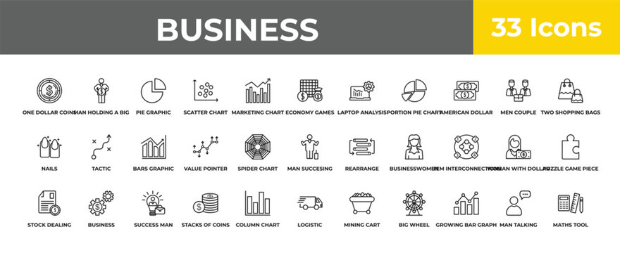 outline business icons set - bars graphic, business, maths tool. editable vector for web and mobile ui
