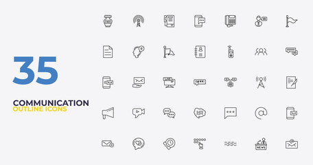 outline communication icons set - contacts, chat bubble, emails. editable vector for web and mobile ui © IconArt