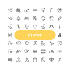 outline dentist icons set - dental chair, healthy tooth, lingual braces. editable vector for web and mobile ui © IconArt