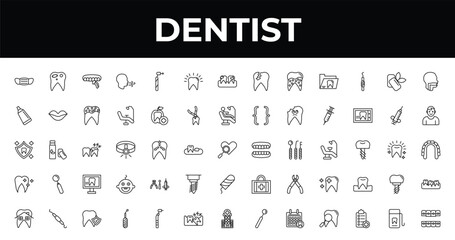 outline dentist icons set - dental, healthy boy, scraping. editable vector for web and mobile ui © IconArt