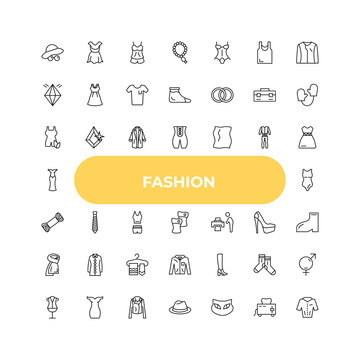 outline fashion icons set - wellness coach, stripped tie, woman boots. editable vector for web and mobile ui