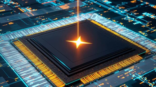 Microchip with glowing light symbolizing luxury, elegance, and premium quality