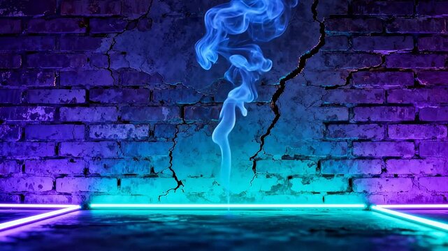 smoke rising from cracked brick wall