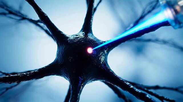 Neuron with laser beam interaction for educational projects and academic promotions