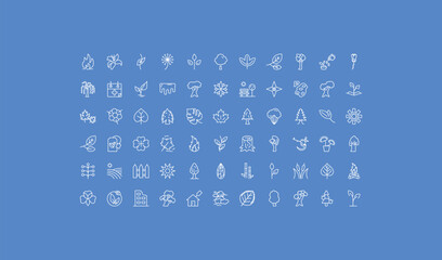 outline nature icons set - sassafras leaf, astrantia, natural energy. editable vector for web and mobile ui © IconArt
