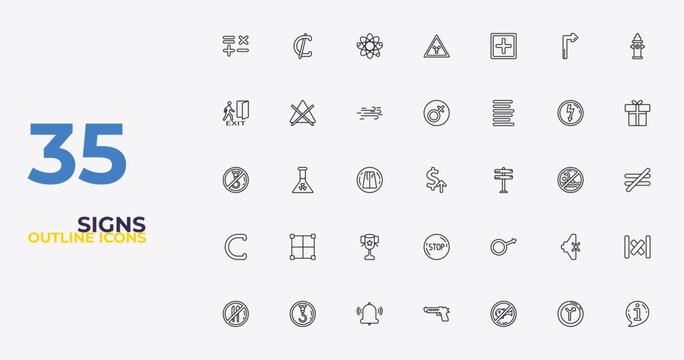 outline signs icons set - femenine, male, info. editable vector for web and mobile ui