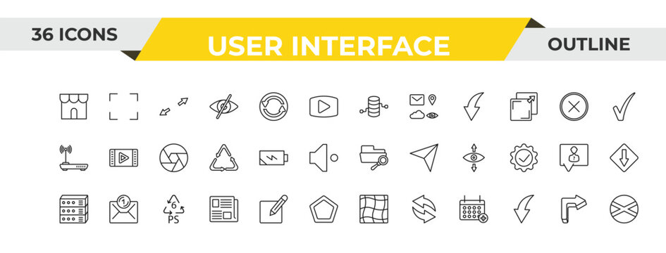 outline user interface icons set - data analytics cylinder, charging status, 6 ps. editable vector for web and mobile ui