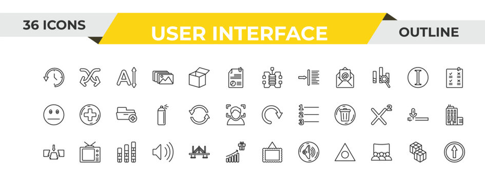outline user interface icons set - data connection, refresh button, vertical bar. editable vector for web and mobile ui