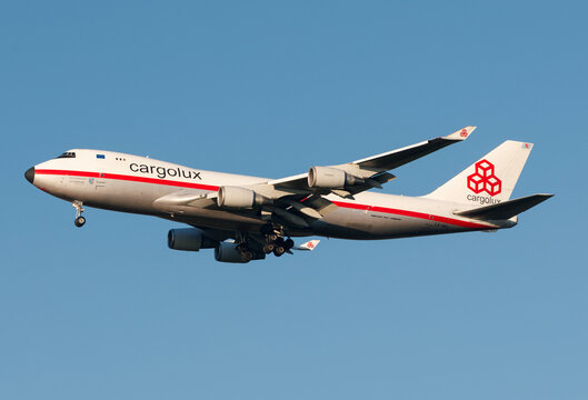 Cargolux Boeing 747-400F freighter aircraft in retro livery at Viracopos Airport Campinas Brazil on March 21, 2026.