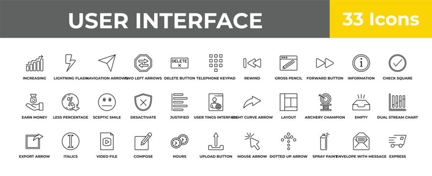 outline user interface icons set - sceptic smile, italics, express. editable vector for web and mobile ui