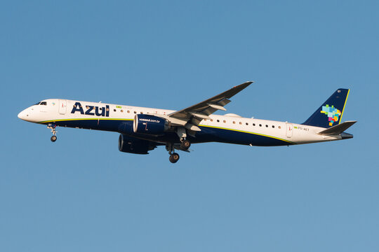 Azul Embraer E195-E2 passenger aircraft at Viracopos International Airport Campinas Brazil on March 21, 2026.