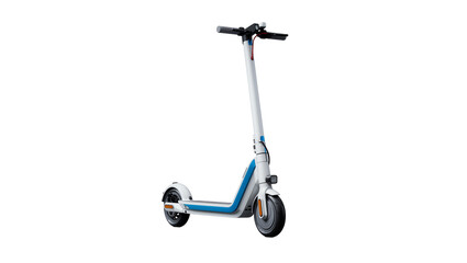 White and blue electric scooter with front light, isolated on transparent background © Corotaev