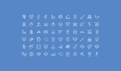 outline fairy tale icons set - drawbridge, vampire, toad. editable vector for web and mobile ui © IconArt
