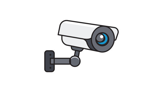 Modern Flat Vector Icon of a Wall-Mounted CCTV Security Camera with Editable Stroke; Surveillance Monitoring System Illustration for Safety, Protection, and Technology Design Projects.