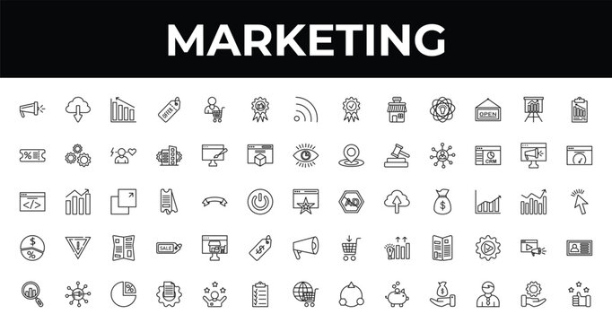outline marketing icons set - recommendation, velocity test, content management. editable vector for web and mobile ui