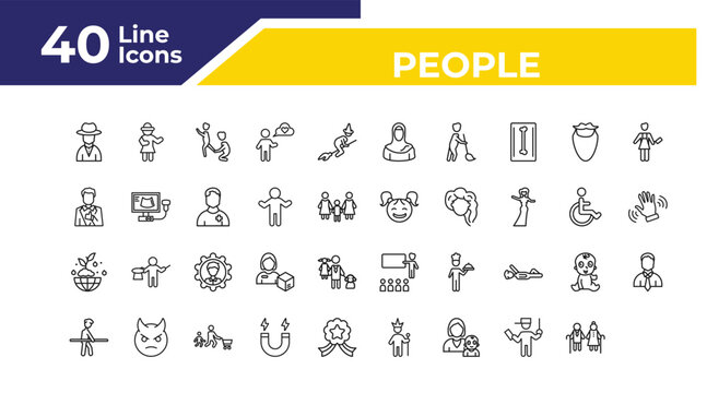 outline people icons set - tumb up business man, slap, bussiness man. editable vector for web and mobile ui