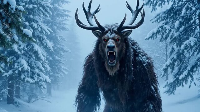 mythical creature in snowy forest for engaging brand promotion and marketing