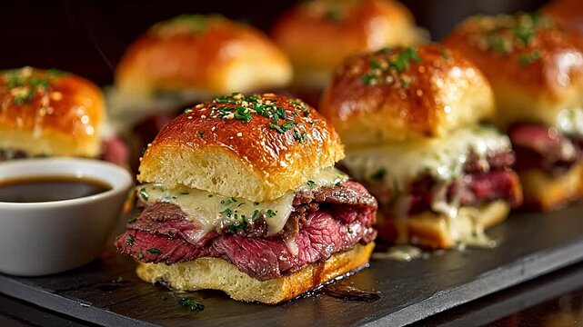 Beef sliders with cheese and herbs