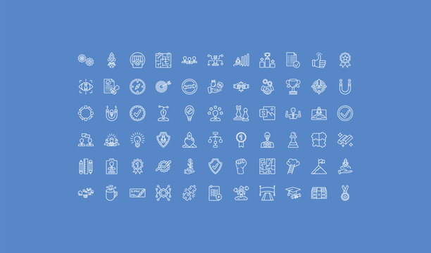 outline startup stategy and icons set - increase, commission, coffee break. editable vector for web and mobile ui