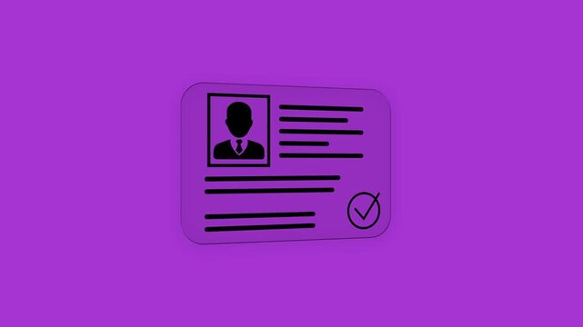 ID Card Verification Interface with User Profile Icon and Approval Check Symbol on Purple Minimal Background Representing Identity Authentication System