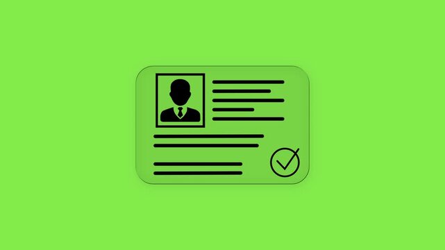 ID Card Approval Verification Interface with User Profile Icon and Check Mark Symbol on Green Minimal Background Representing Identity Validation System