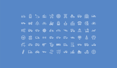 outline transport icons set - lifter, diesel train, heavy vehicle. editable vector for web and mobile ui © IconArt