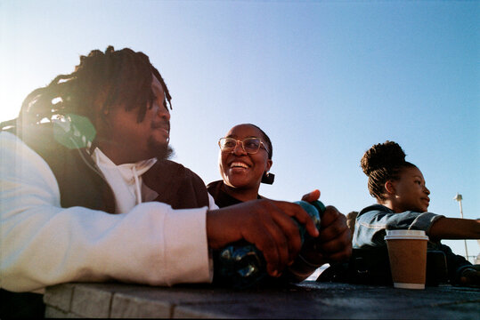 Wide angle image of a group of friends