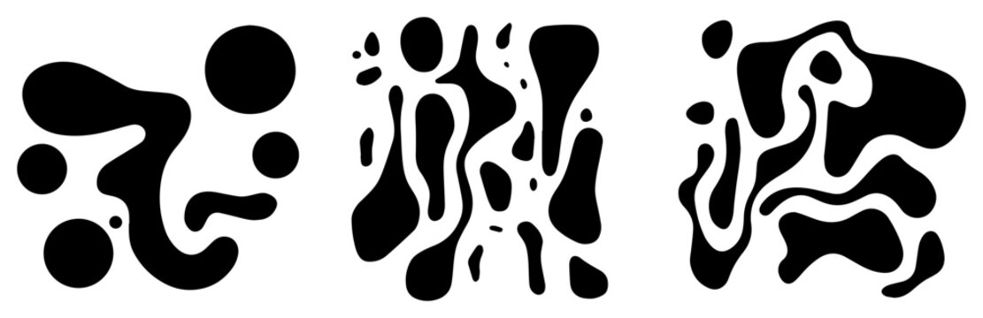 Abstract Organic Liquid Shapes and Fluid Blobs Set, Minimalist Decorative Graphic Elements for Modern Design