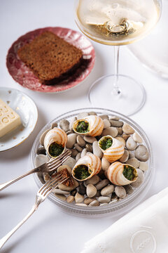 Escargot with herb butter and bread